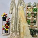 Fancy Beige Embroidered Gown Maxi