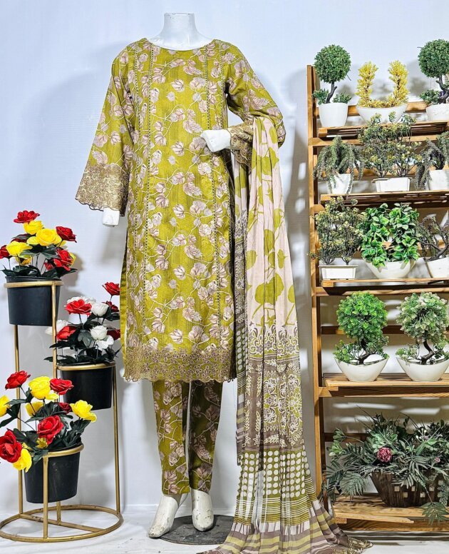 Embroidered Elegance Cotton Suit