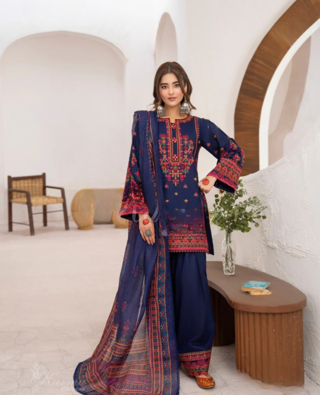 Casual Embroidered 3-Piece Suit