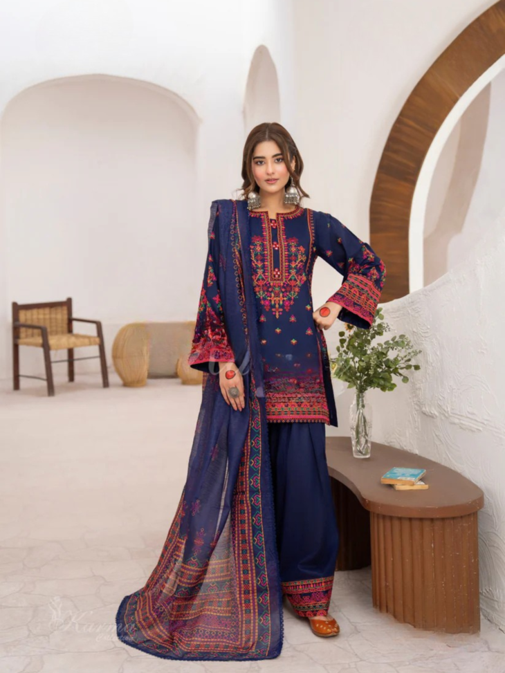 Casual Embroidered 3-Piece Suit