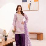 Lilac & Purple Embroidered 3-Piece