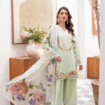 Mint Green & Floral Embroidered Suit
