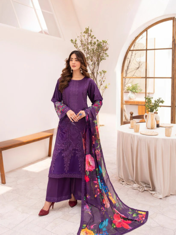 Deep Purple & Floral Print Suit