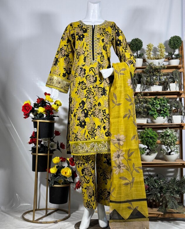 Floral Grace Printed 3-Piece Suit