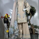 Elegant Beige Embroidered 3-Piece Suit