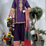 Embroidered Traditional Shalwar Kameez with Multicolor Dupatta
